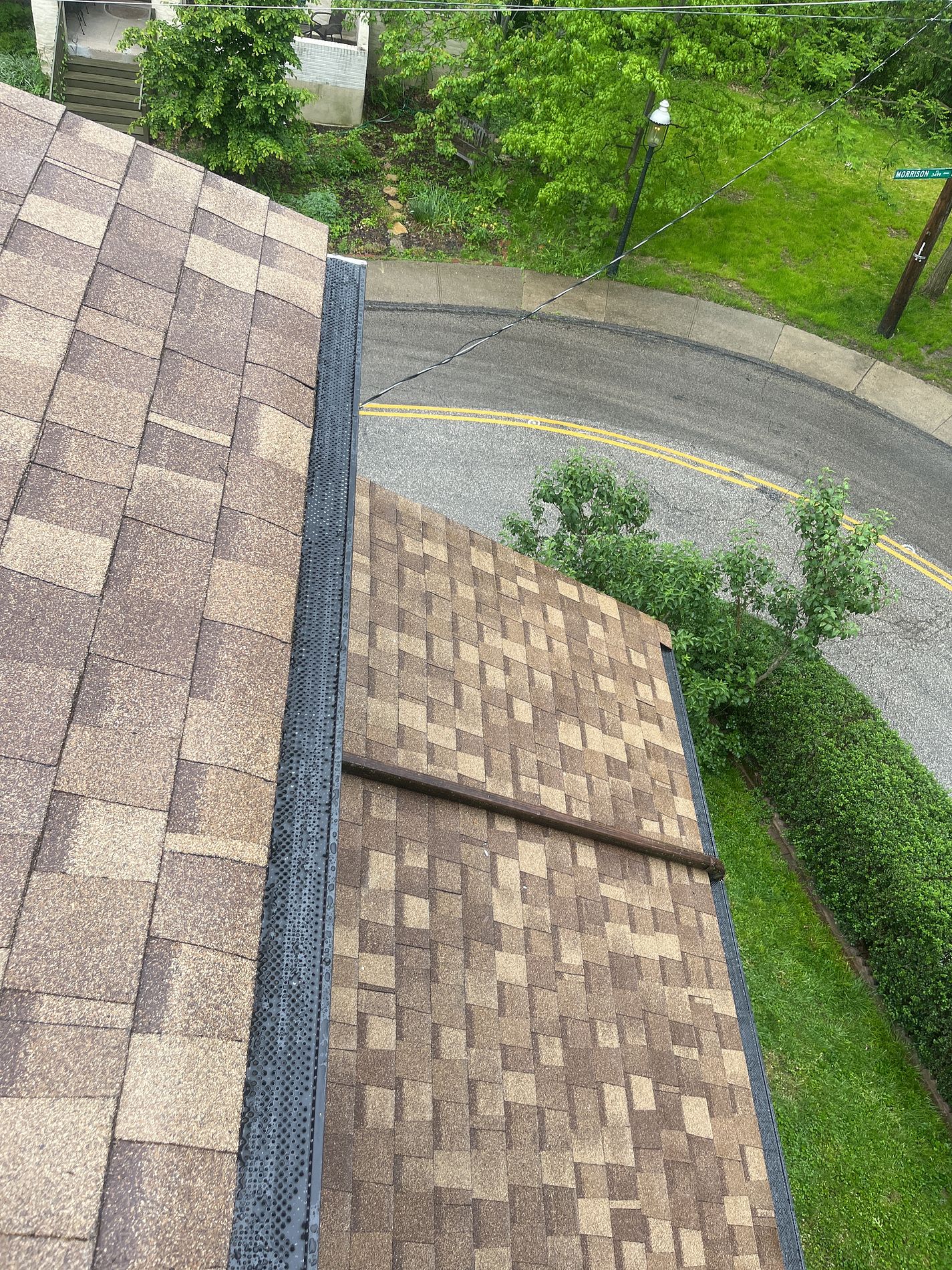 Gutter guard installed along a Cincinnati roofline