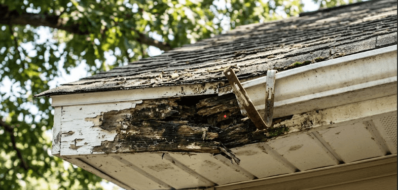 Roof damage before repair by Parker Roofing in Cincinnati, OH